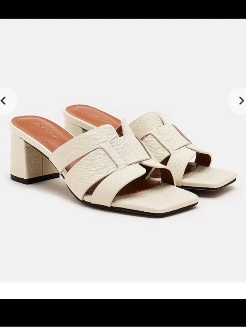 Ecru Leather Block Heel Sandal Size 10